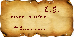Blayer Emilián névjegykártya